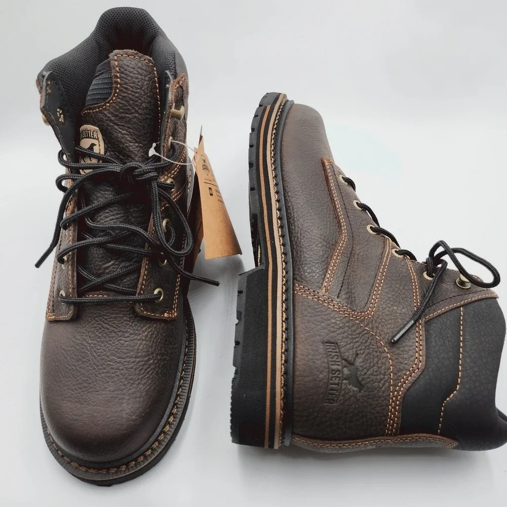 Mens 9.5D Irish Setter Work Boots Kittson Steel Safety Toe Leather Brown 83663